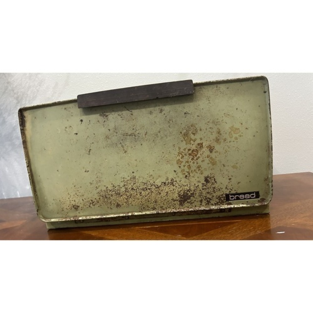 Vintage Green Large Bread box Pie Safe Metal Tin Retro Farmhouse Country Cottage